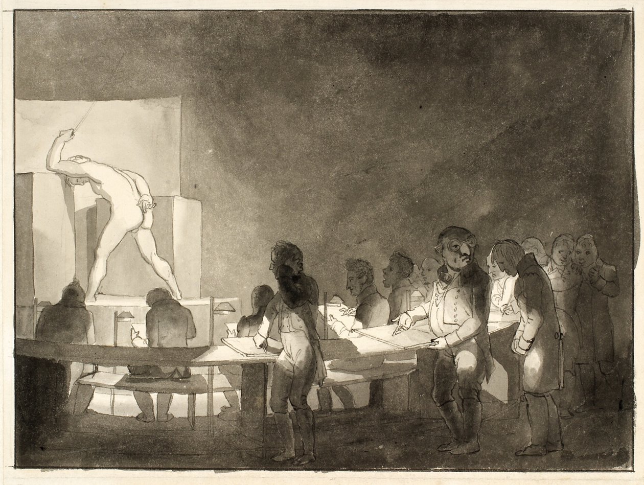 Satira na třídu života na Královské akademii výtvarných umění od Christoffer Wilhelm Eckersberg