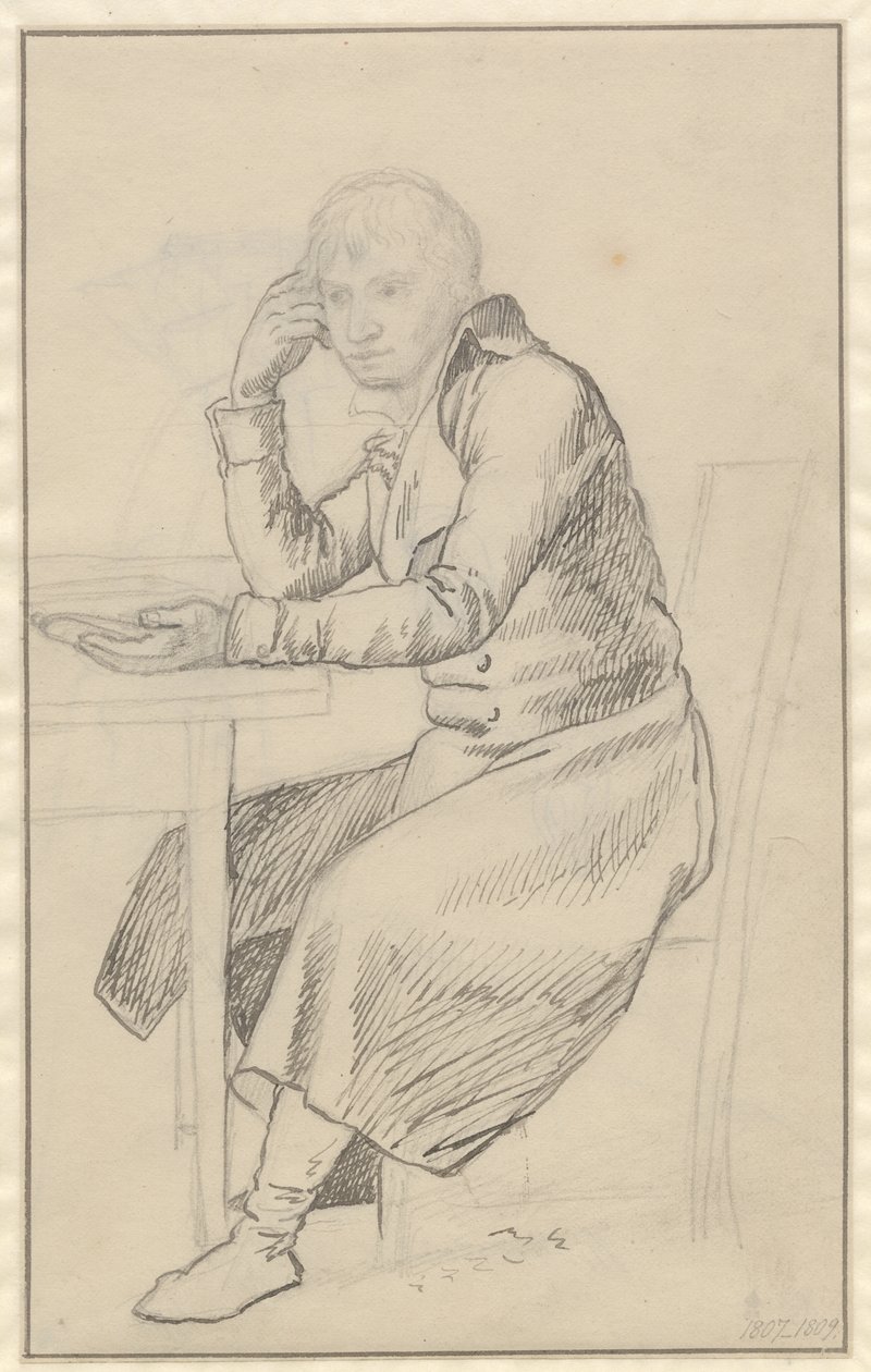 Sedící muž u stolu od Christoffer Wilhelm Eckersberg
