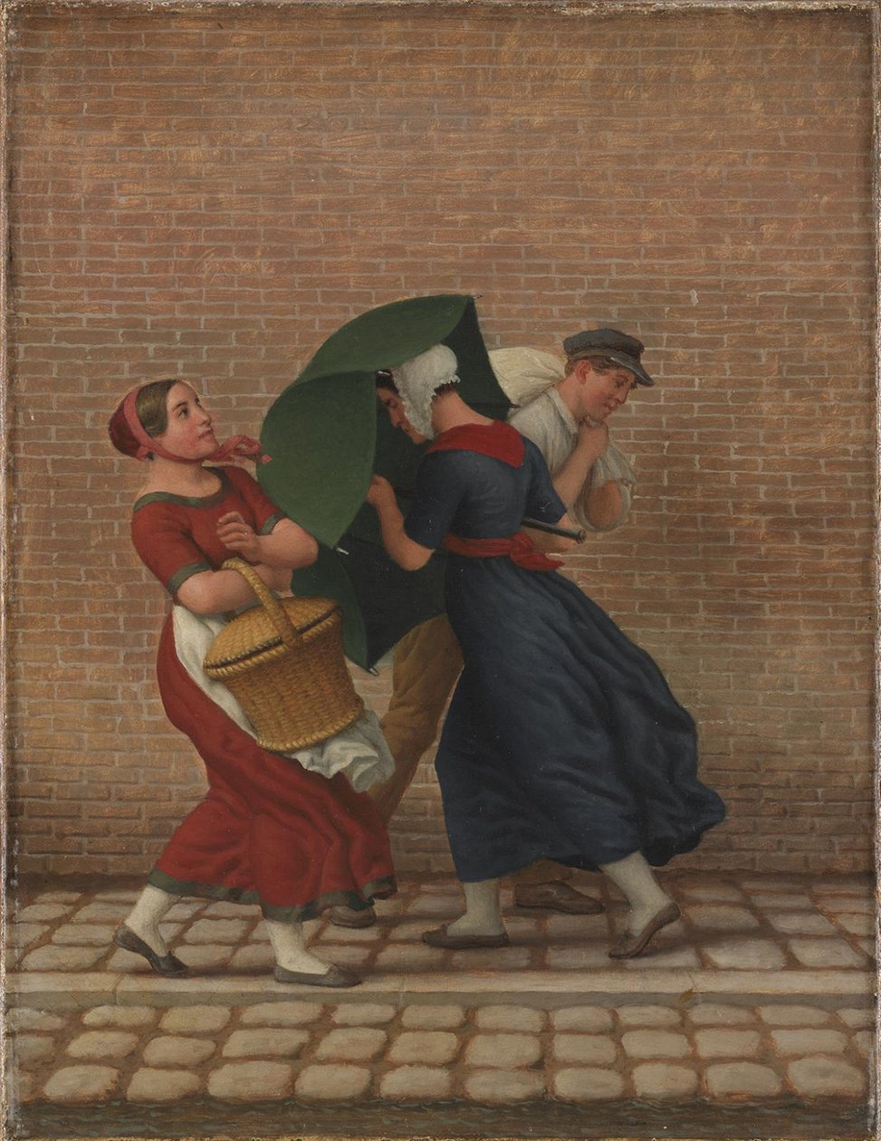 Pouliční scéna ve větrném a deštivém počasí od Christoffer Wilhelm Eckersberg