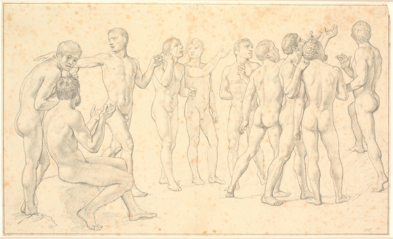 Studie skupiny nahých mužů od Christoffer Wilhelm Eckersberg