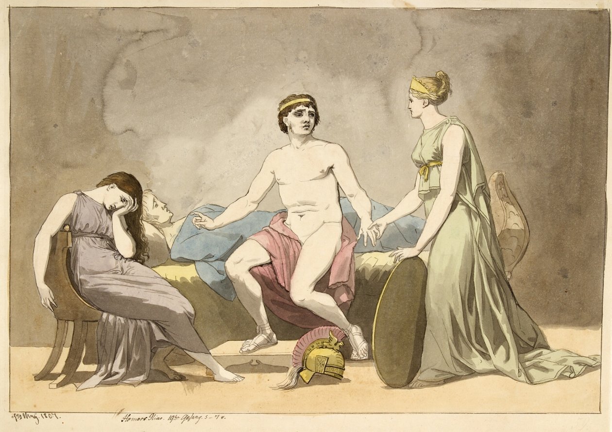 Thetis přináší zbraně Achilleovi, který truchlí nad mrtvolou Patroklose od Christoffer Wilhelm Eckersberg