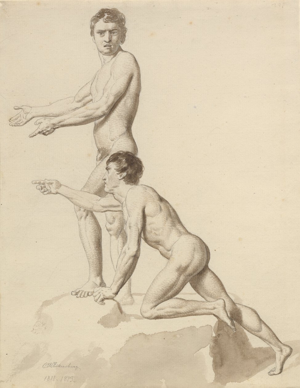 Dva Izraelité na bloku skály od Christoffer Wilhelm Eckersberg