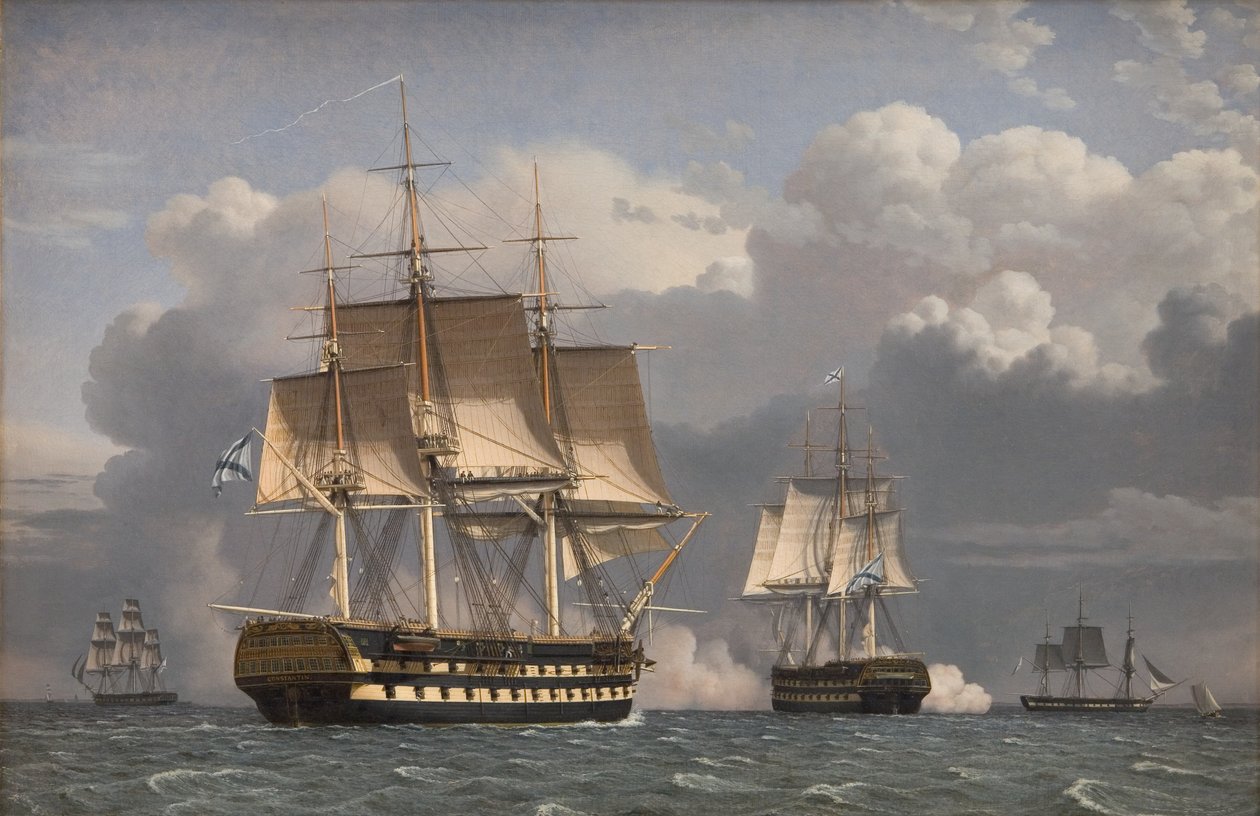 Zdraví dvě ruské lodě linie od Christoffer Wilhelm Eckersberg