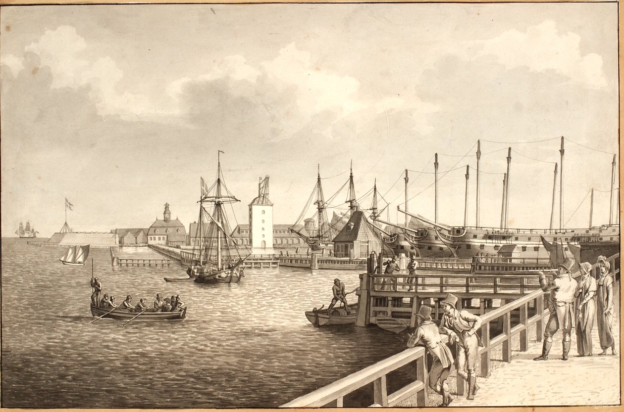 Pohled z Langelinie směrem na Nyholm, t.h. nájem vozového parku od Christoffer Wilhelm Eckersberg