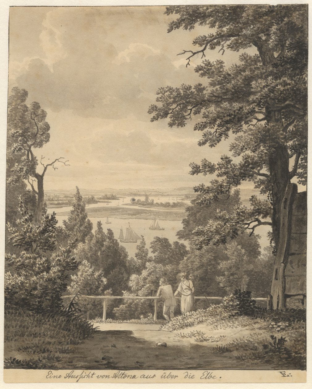 Pohled z Altona s výhledem na Labe od Christoffer Wilhelm Eckersberg