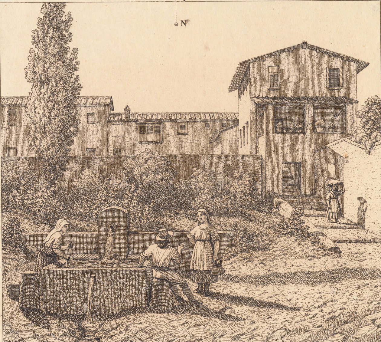 Pohled na italskou vesnici od Christoffer Wilhelm Eckersberg