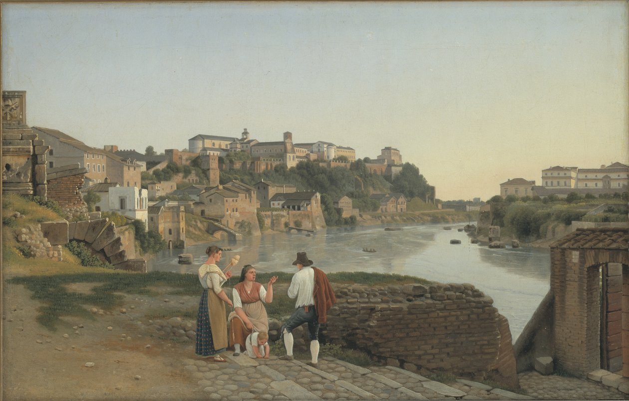 Pohled na Tiberu směrem k kopci Aventin v Římě od Christoffer Wilhelm Eckersberg