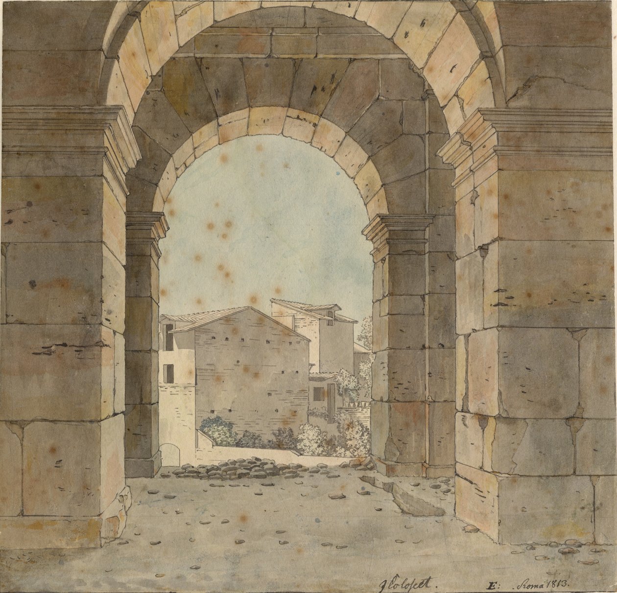 Pohled na sever jedním z oblouků druhého patra Kolosea v Římě od Christoffer Wilhelm Eckersberg