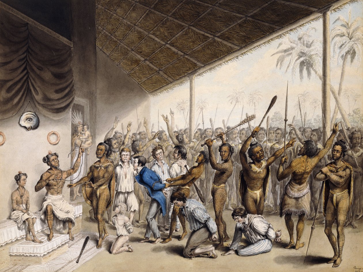 Domorodý náčelník nařizující usmrcení Evropanů, 1817 od C. Bray