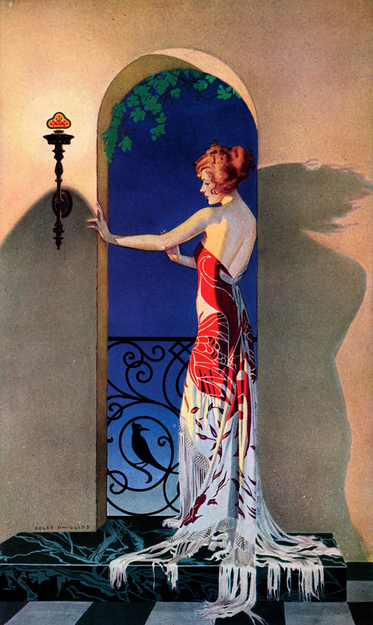 Módní žena 20. let ve Španělsku, kolem roku 1925 (sítotisk) od C. Coles Phillips