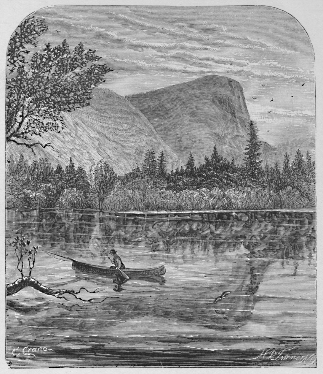 „Zrcadlové jezero a hora Watkins“, 1883 od C Crane