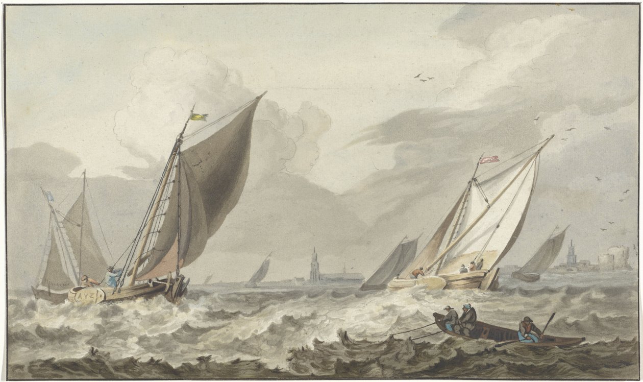 Zuiderzee s Medemblikem vpředu od C. Dietrich (prentmaker)