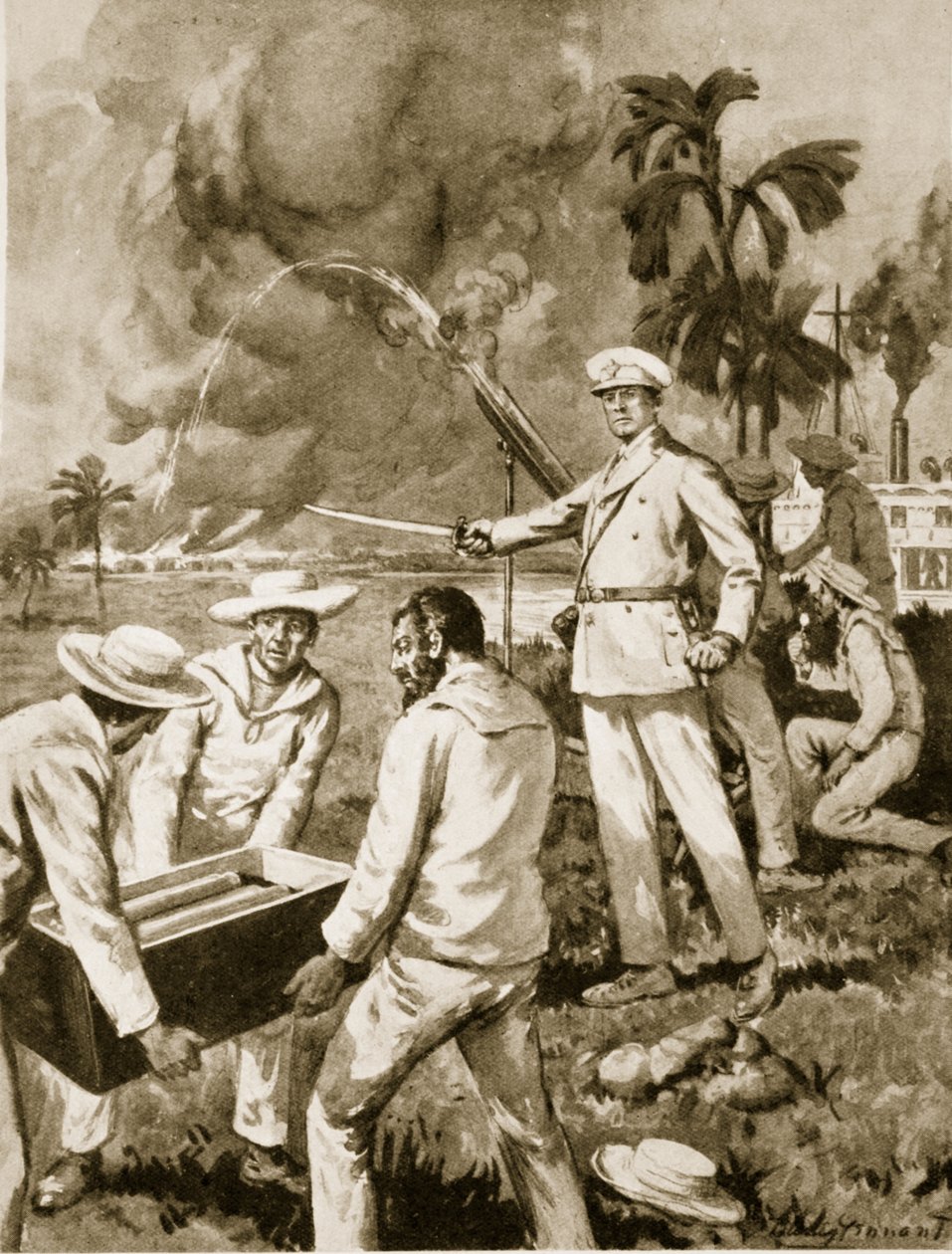 The Rocket Detachment at Atbara (litho) od C. Dudley Tennant