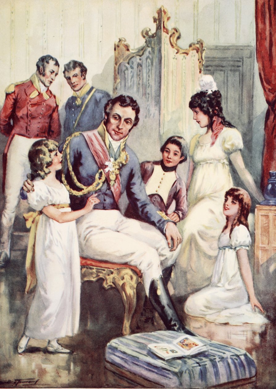 Wellington v předvečer Waterloo (barevné lito) od C. Dudley Tennant