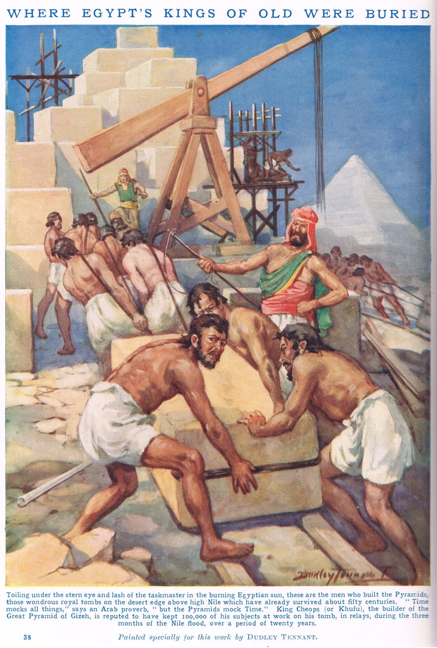 Kde byli pohřbeni starodávní egyptští králové, ilustrace z „Newnes“ Obrazové knihy poznání“ (barevné lito) od C. Dudley Tennant