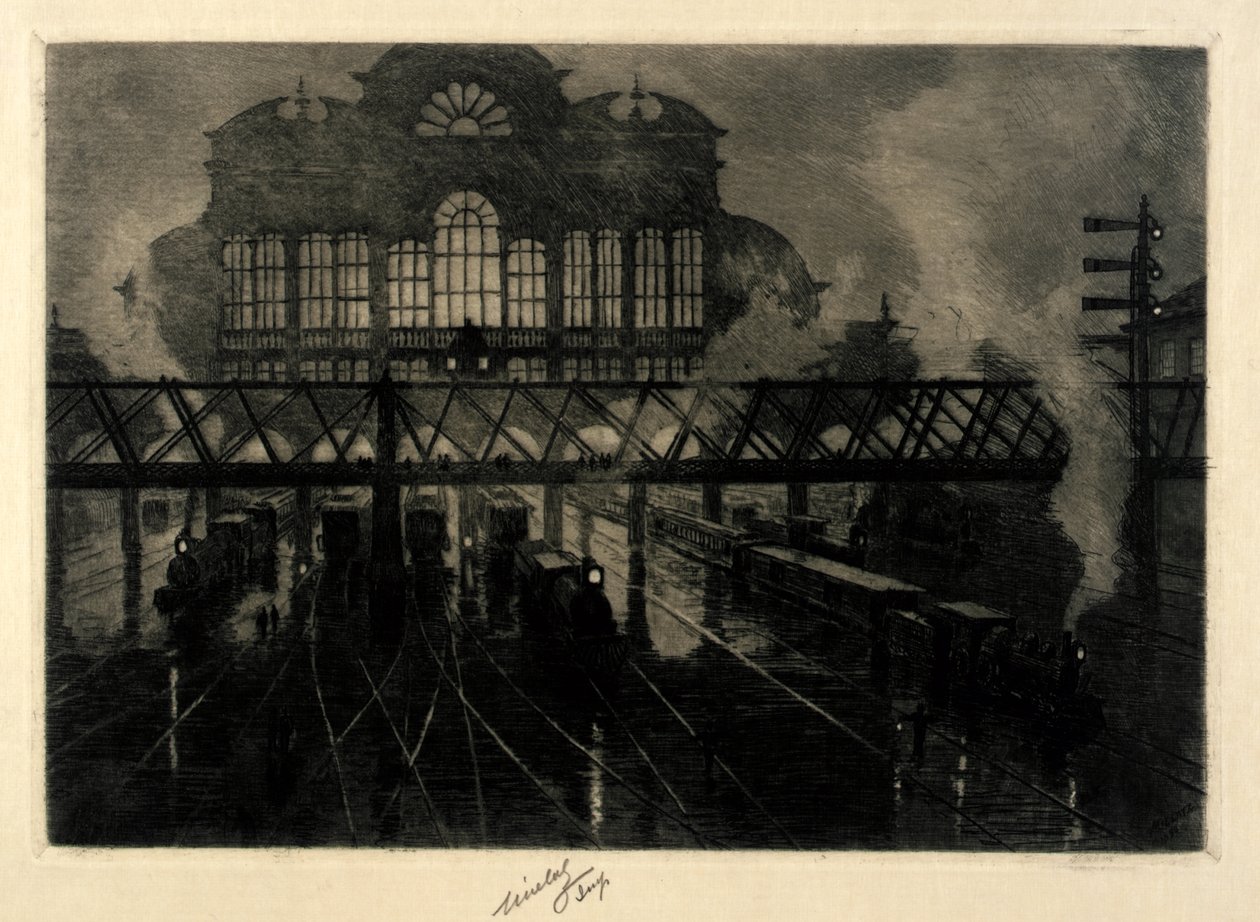 Nádraží Grand Central Station v noci od C. F. William Mielatz
