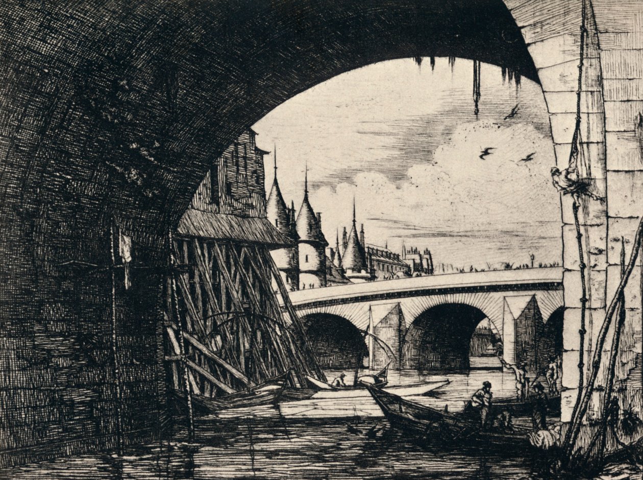 Oblouk Pont Notre-Dame, 1915 od C. H. Meryon
