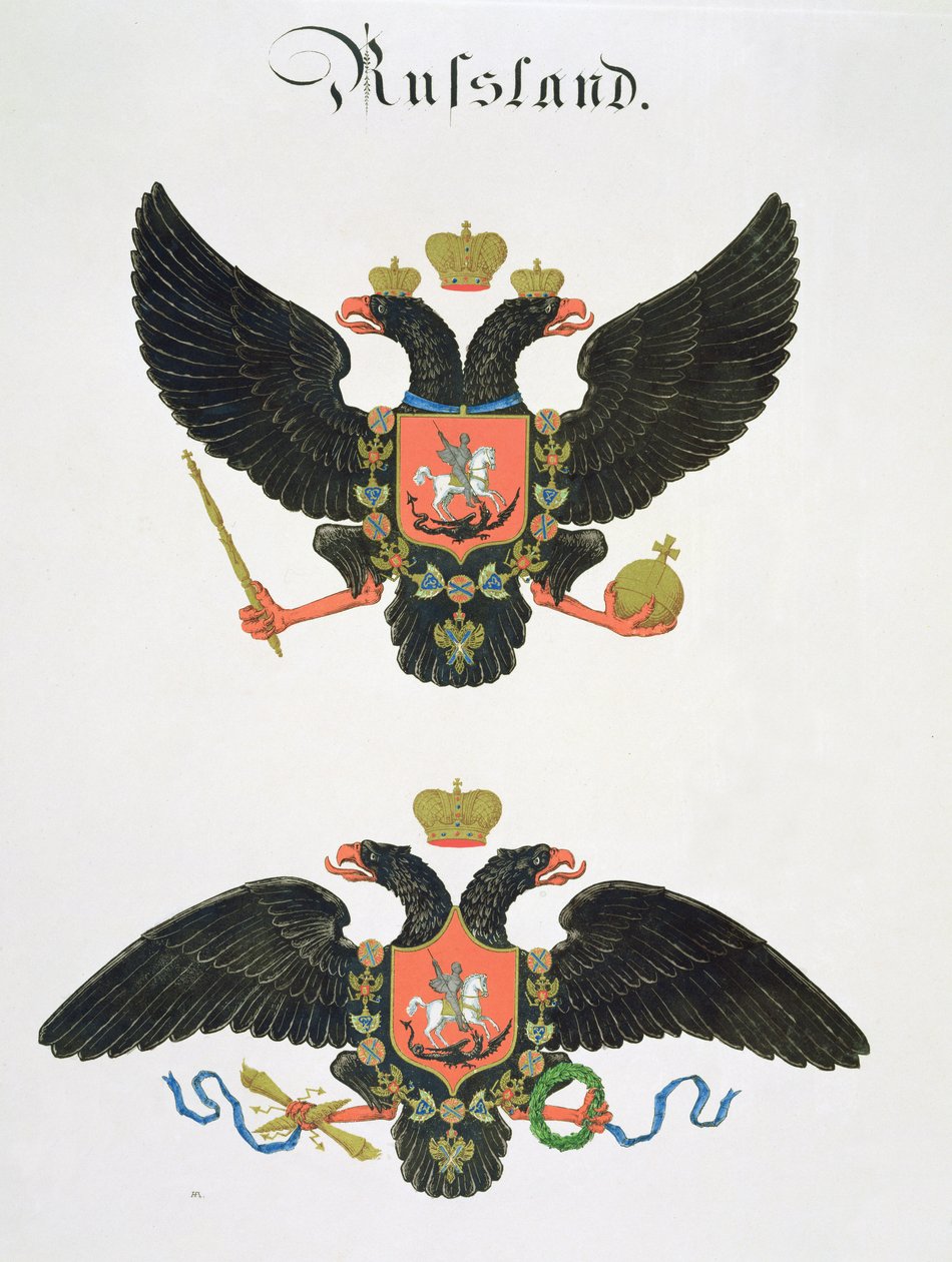Vyzbrojení ruského císařského státu ze sbírky akvarelů publikované v Německu, cca 1830-33 od C. Hildebrandt
