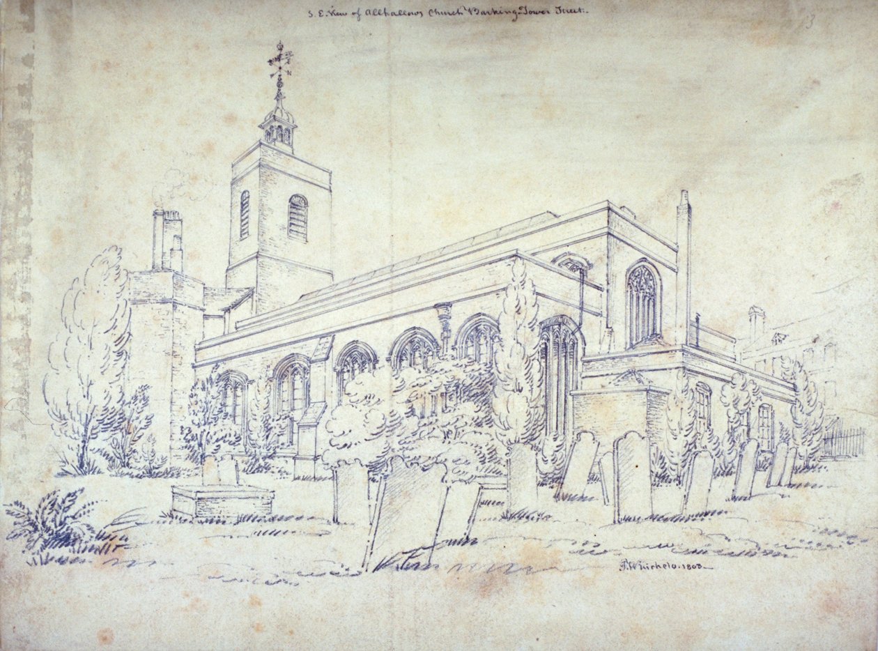 Kostel All Hallows-by-the-Tower, Londýn, 1803 od C John M Whichelo