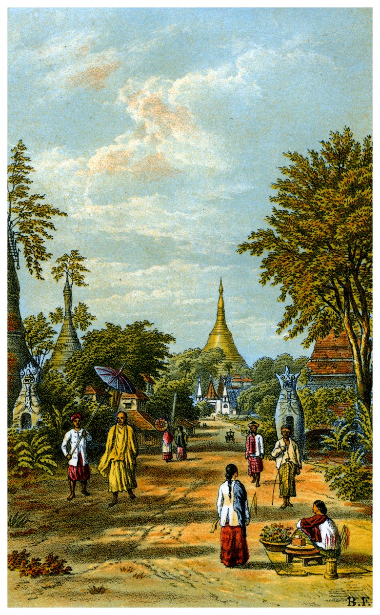 Pagoda draka Shwe, Rangún, 19. století. od C Kegan Paul