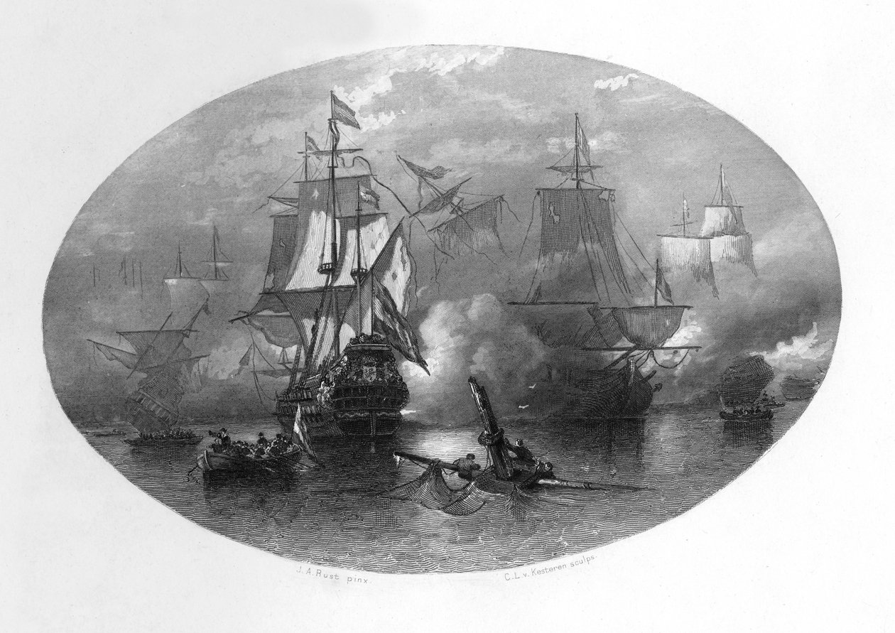 Námořní bitva u Sole Bay, 1672, c1870 od Domenico del Barbiere