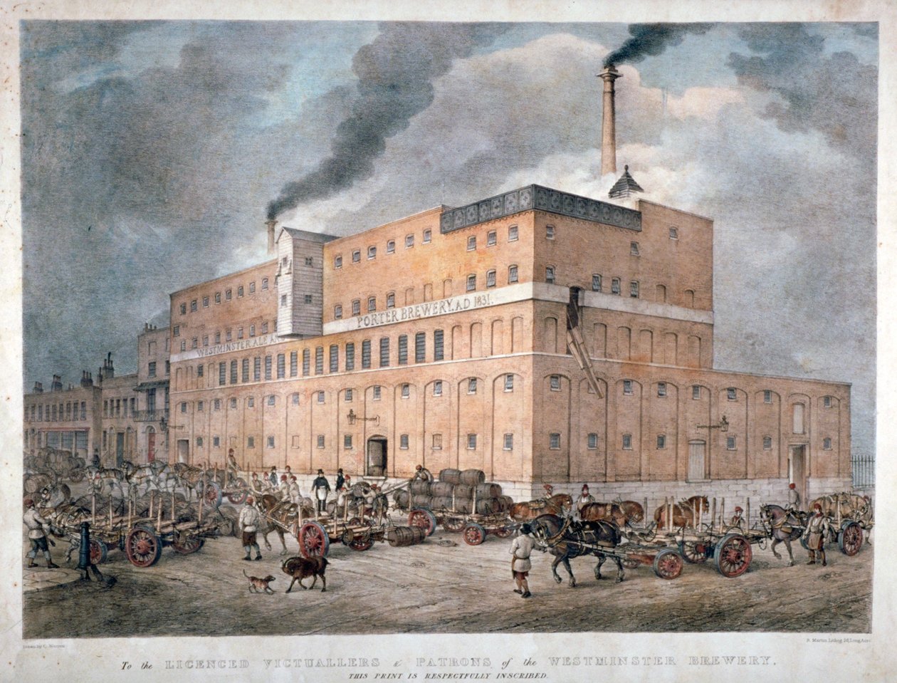 Westminster Ale a Porter Brewery na Horseferry Road, Londýn, c1840. od C Warren