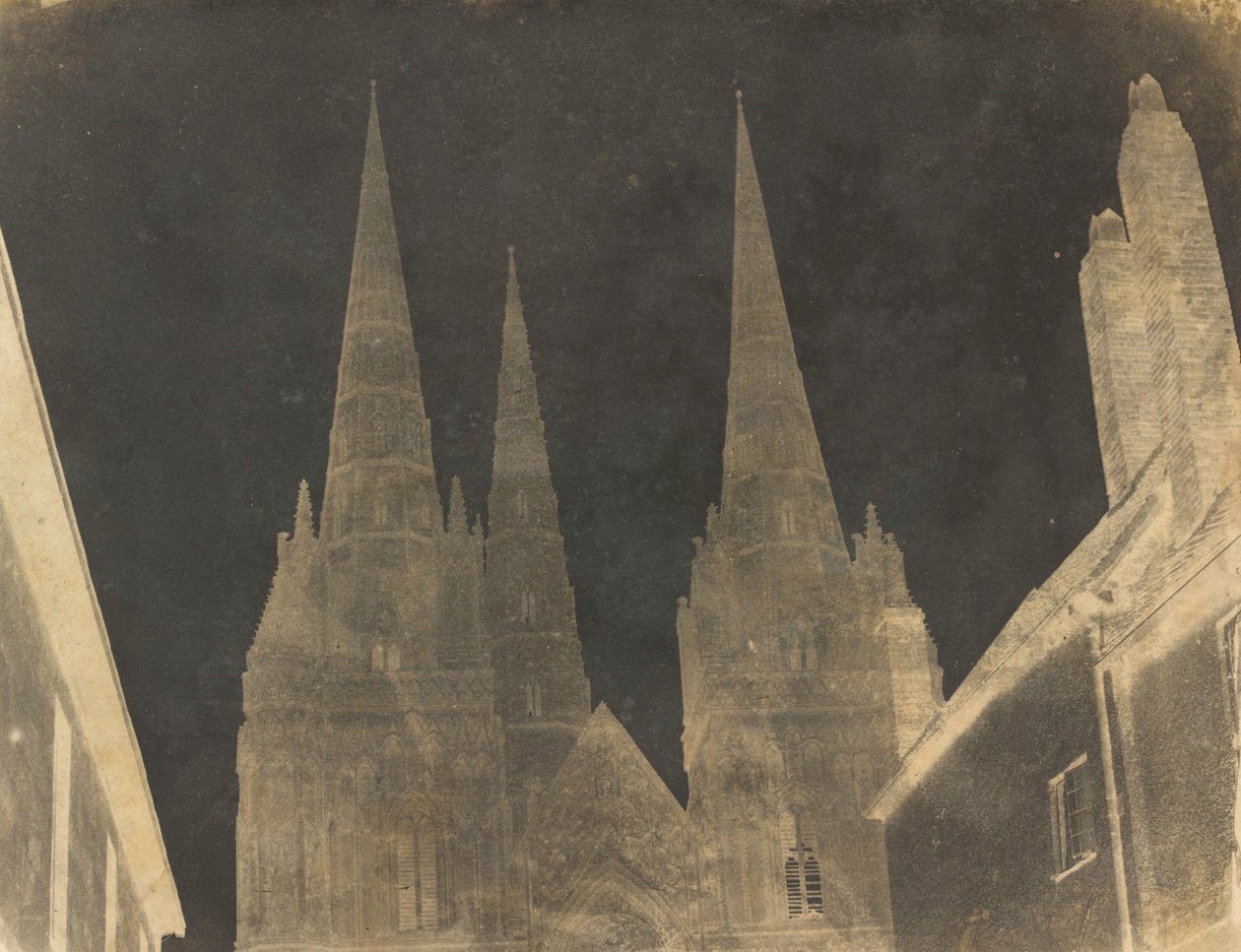 Studie věží lichfieldské katedrály, 1845-1850 (foto) od Calvert Richard Jones