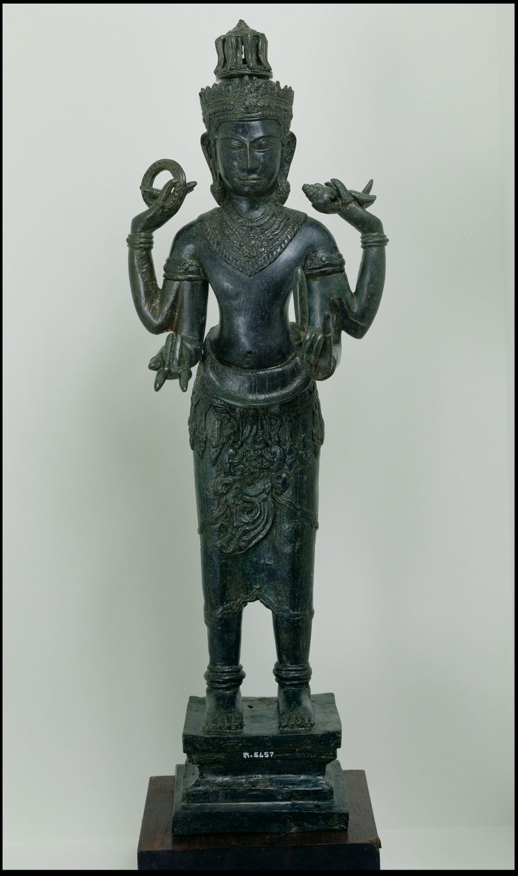 Socha Višnua v jeho trojité podobě Višnu, Narayana a Vasudeva, Angkor Thom (bronz) od Cambodian School