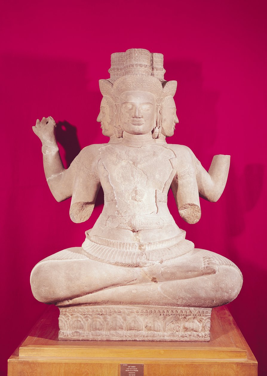 Socha Brahmy se čtyřmi tvářemi, z Batambang, Kambodža, styl Koh Ker, polovina 10. století (pískovec) (viz také 114066) od Cambodian School