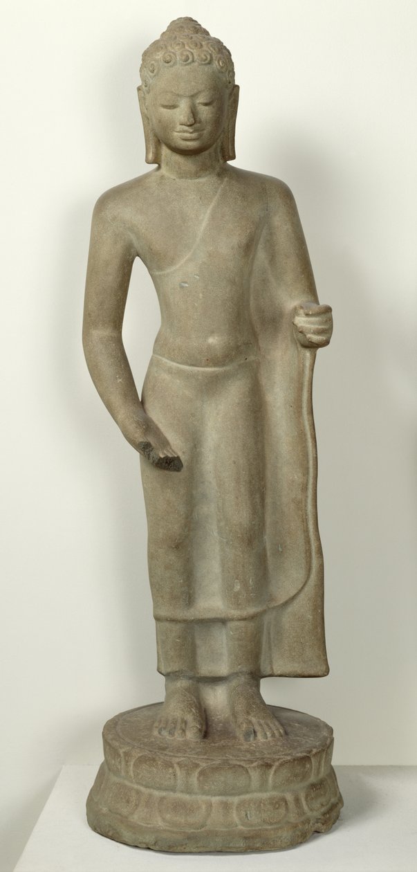 Stojící Buddha, z Tuol Hoy, Wet Fernom, Udong (pískovec) od Cambodian School