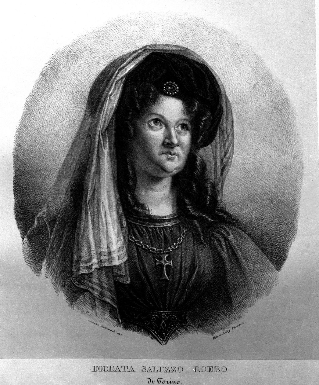 Portrét básnířky Diodata Saluzzo-Roero (Saluzzo Roero) (1775-1840). Litografie Camilly Guiscardi od Camilla Guiscardi