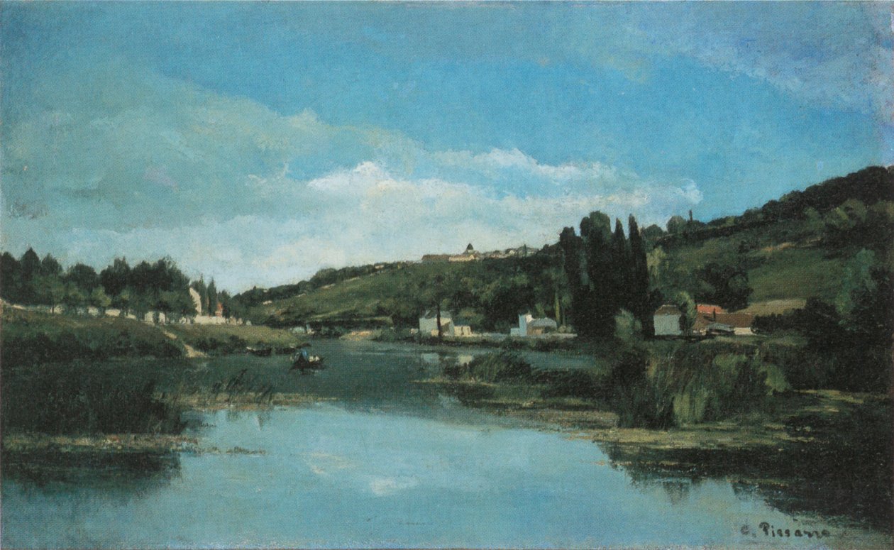 Banky na Marně v Chennevières od Camille Jacob Pissarro
