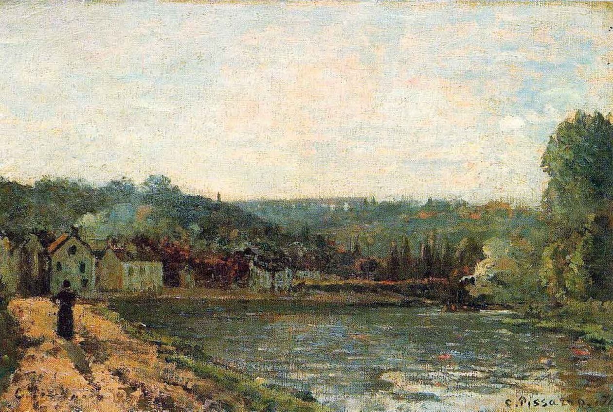 Břehy Seiny v Bougivalu od Camille Jacob Pissarro