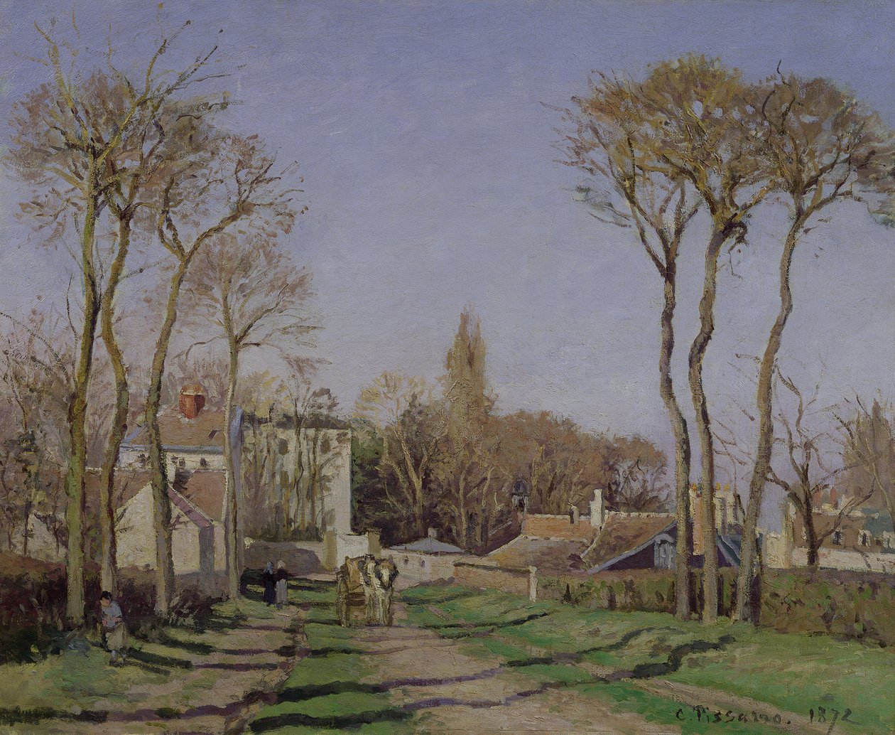 Vchod do vesnice Voisins, Yvelines, 1872 od Camille Jacob Pissarro