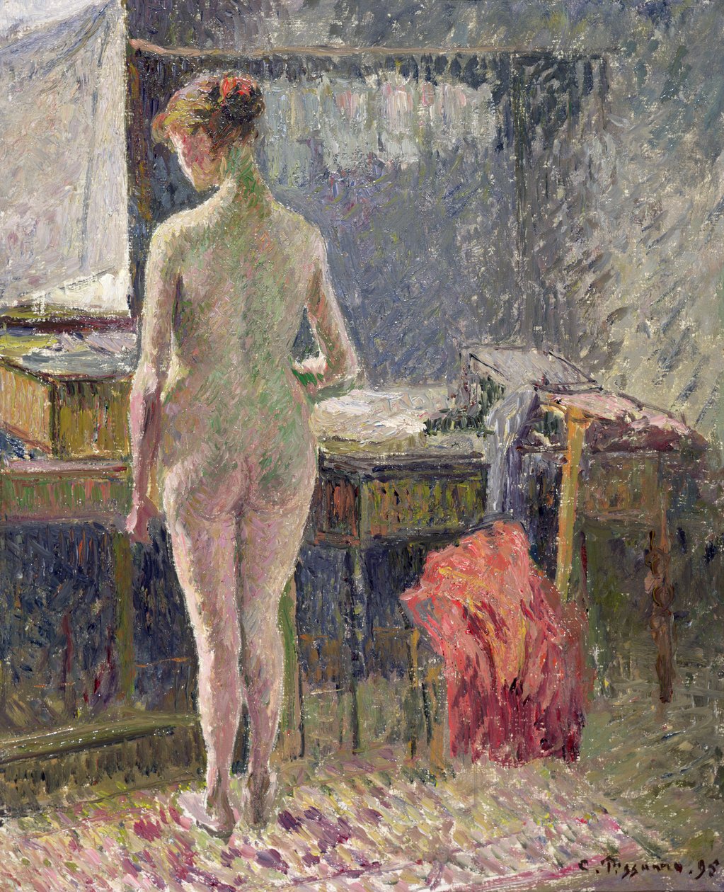 Ženský akt při pohledu zezadu, 1895 od Camille Jacob Pissarro
