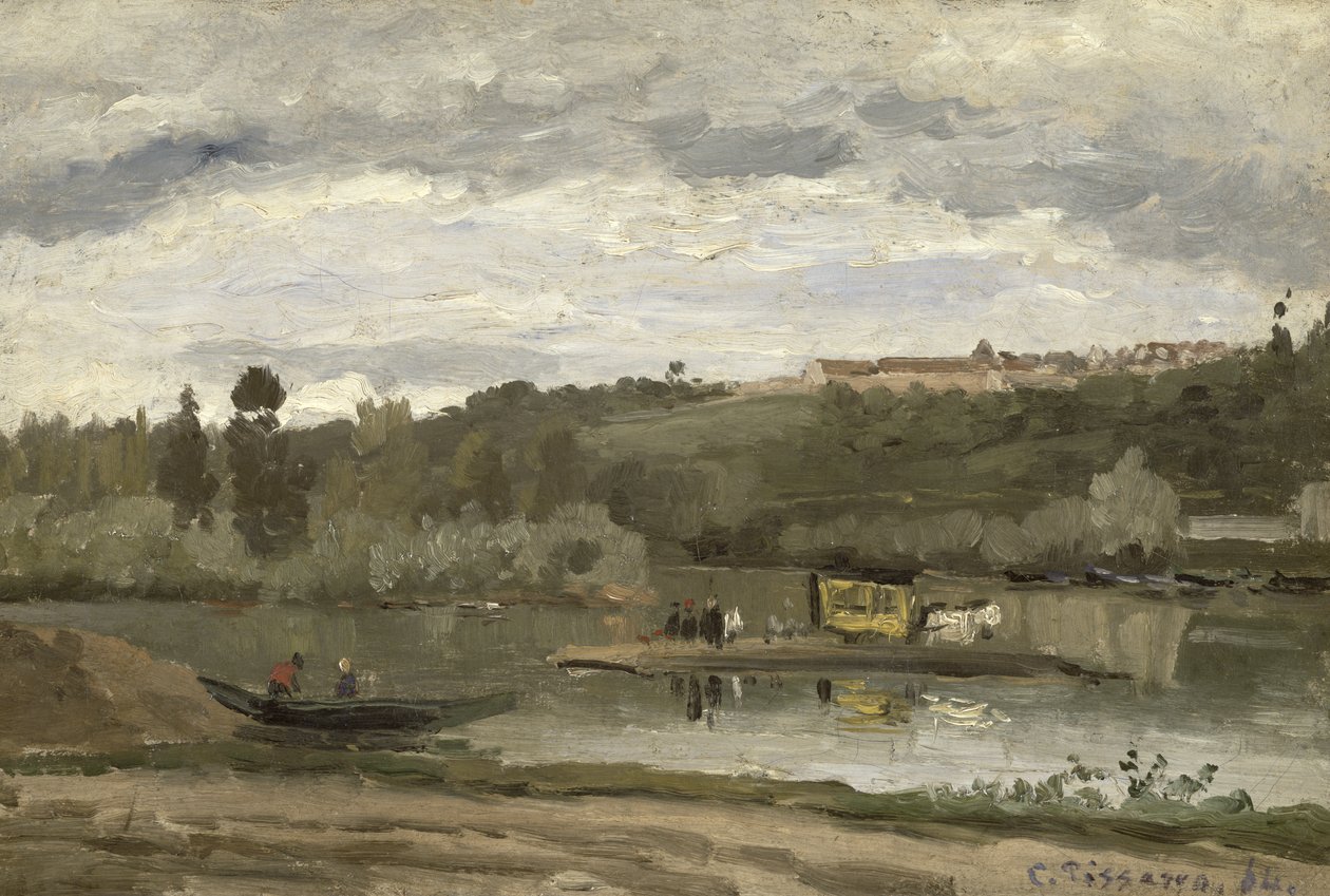 Přívoz ve Varenne-Saint-Hilaire, 1864 od Camille Jacob Pissarro
