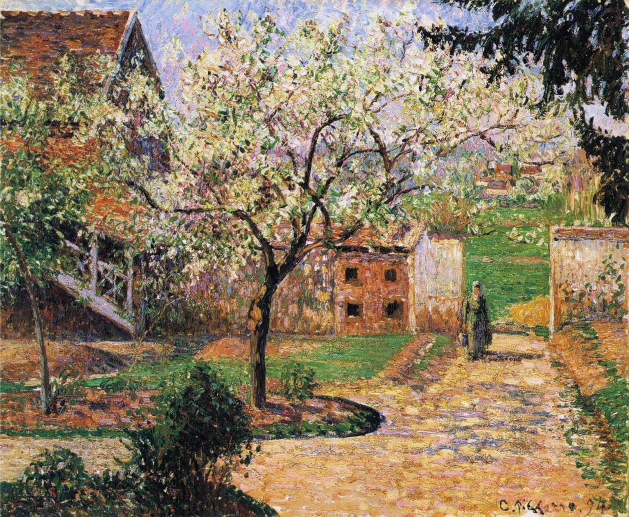 Kvetoucí švestka, Eragny od Camille Jacob Pissarro