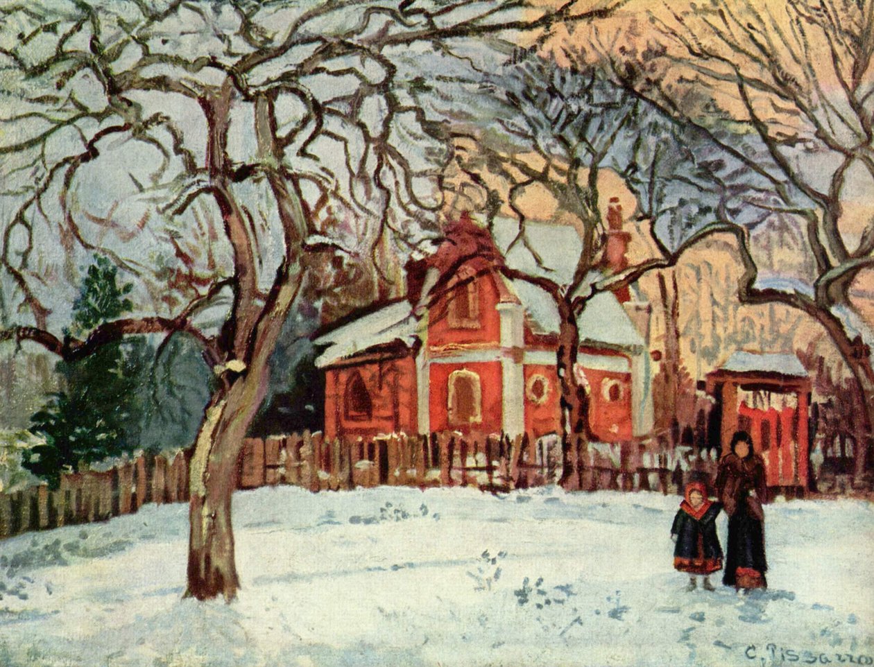 Kaštany v Louveciennes od Camille Jacob Pissarro