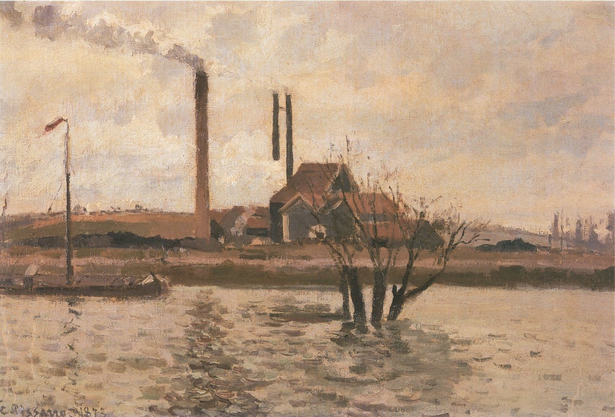 La Crue le l´Oise, Pontoise od Camille Jacob Pissarro