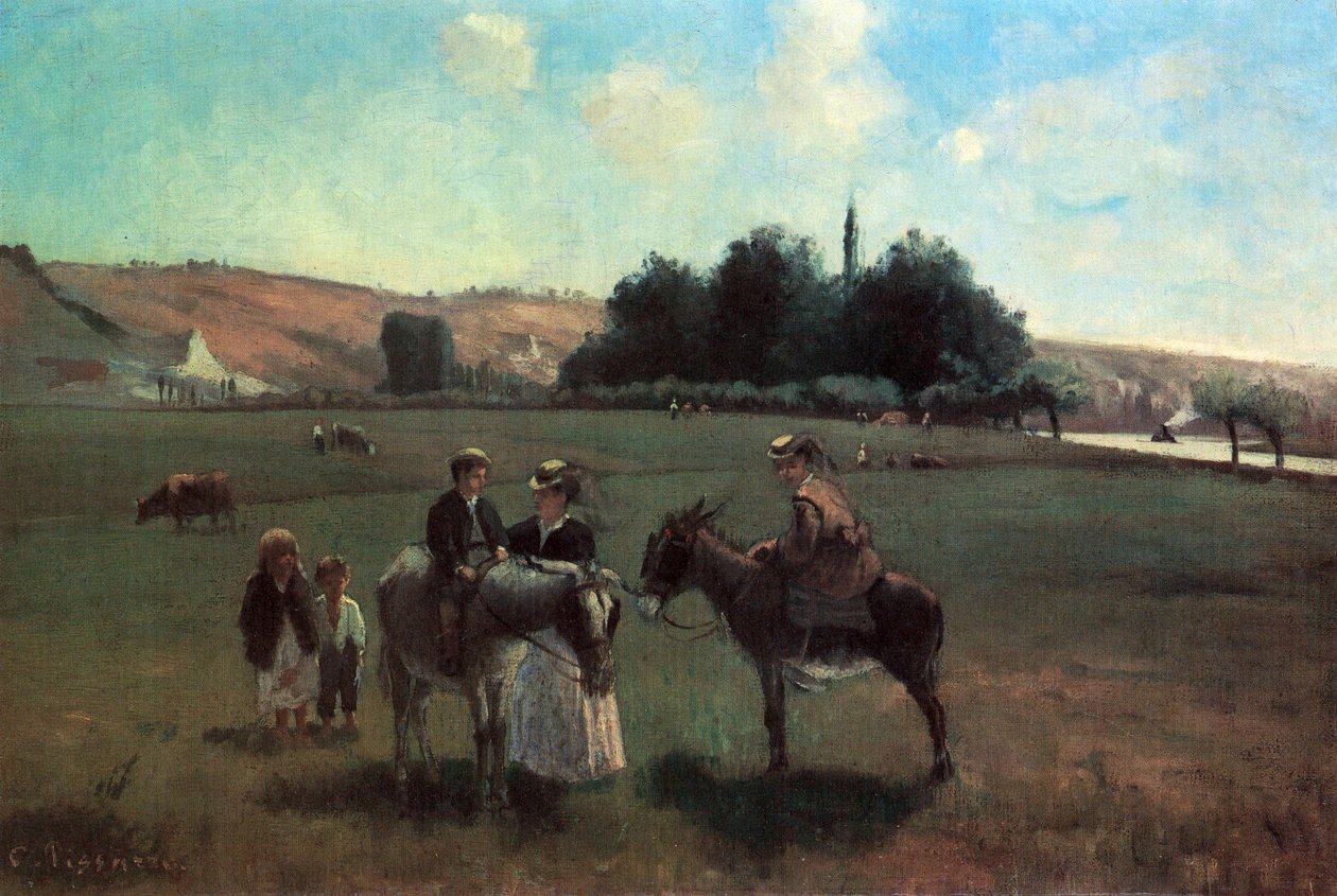 Oslí jízda v La Roche-Guyon od Camille Jacob Pissarro