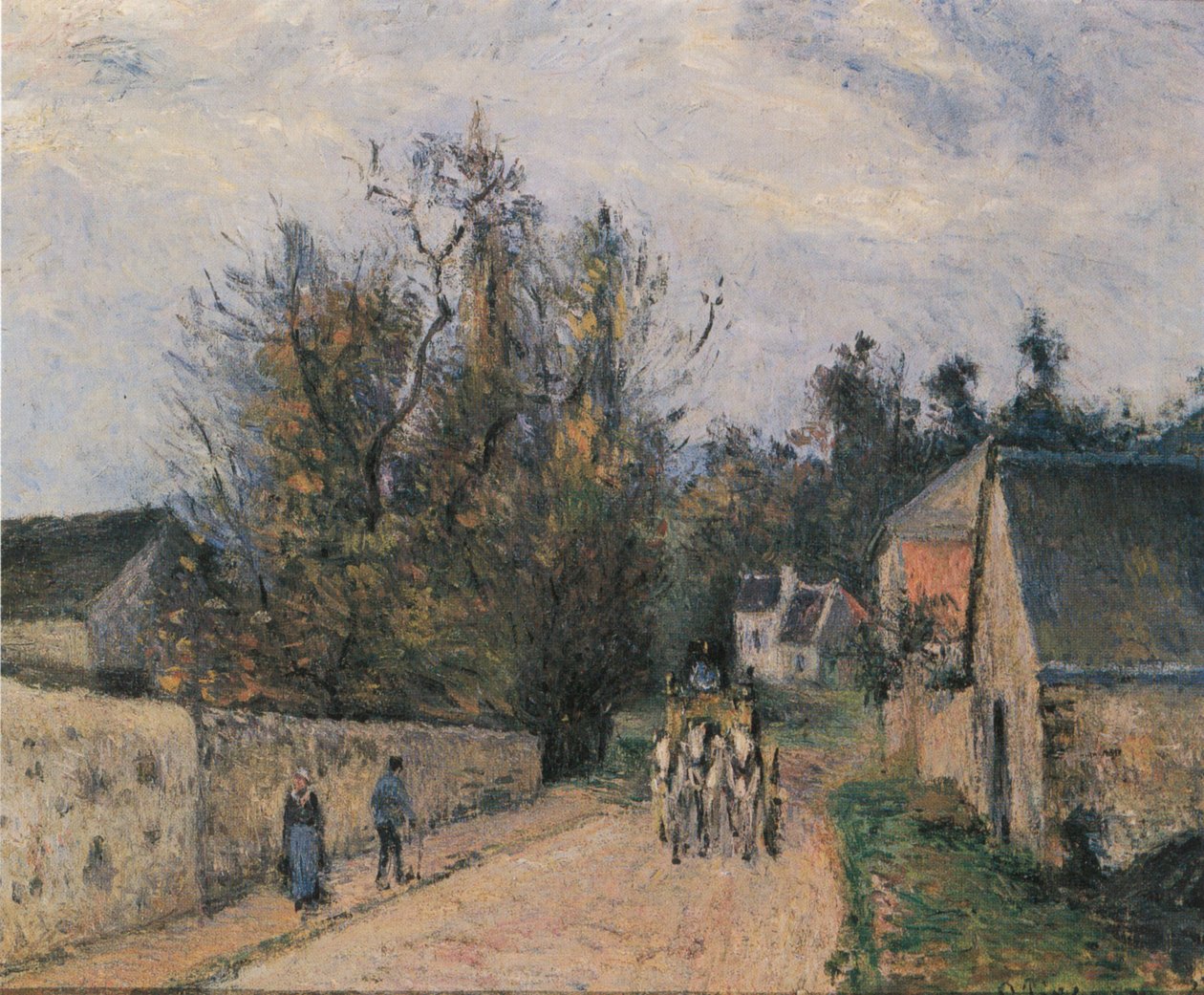 La Route d´Ennery v L´Hermitage, Pontoise od Camille Jacob Pissarro