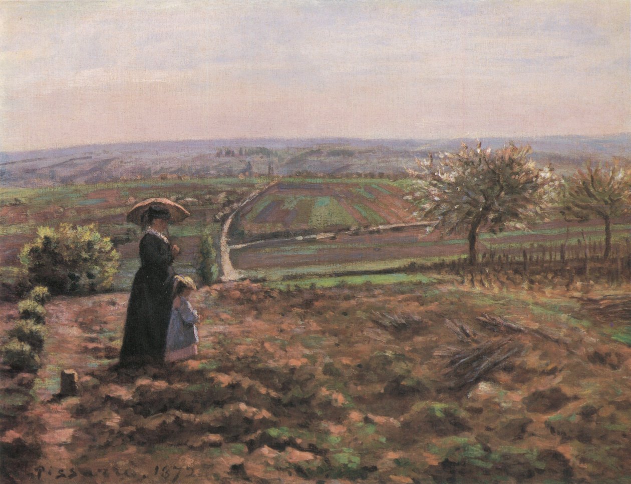 Route de Rouen, výšky Hautilu, Pontoise od Camille Jacob Pissarro