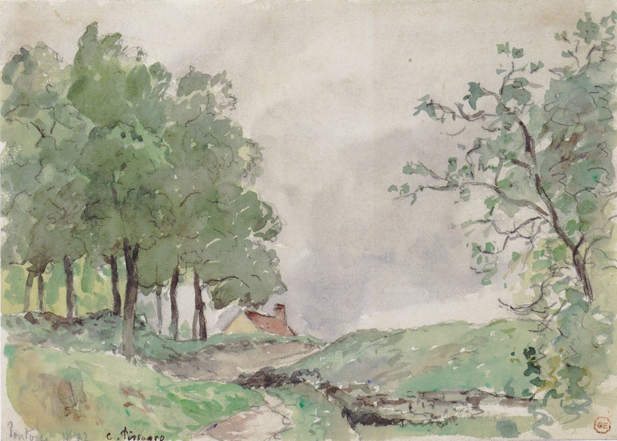 Krajina poblíž Pontoise od Camille Jacob Pissarro