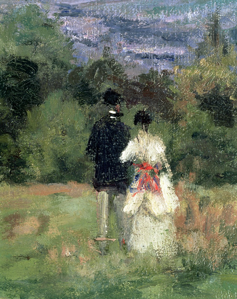 Louveciennes, detail milenců od Camille Jacob Pissarro