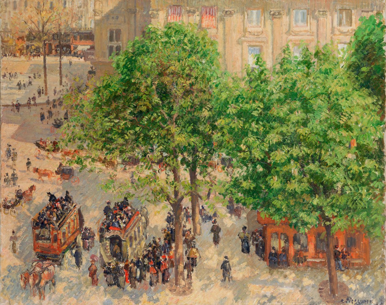 Place du Theatre-Francais, jaro od Camille Jacob Pissarro