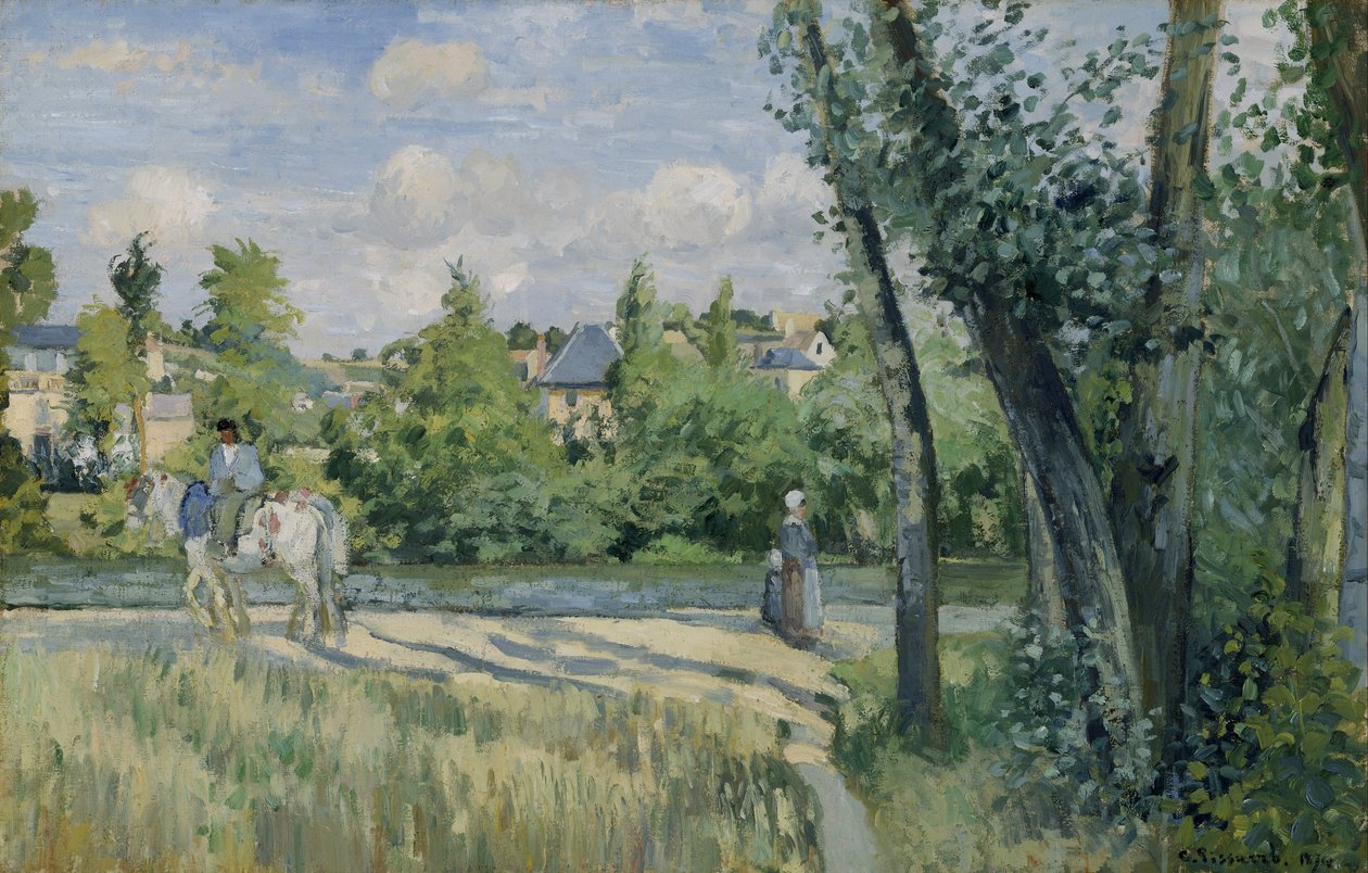 Sluneční světlo na silnici, Pontoise od Camille Jacob Pissarro