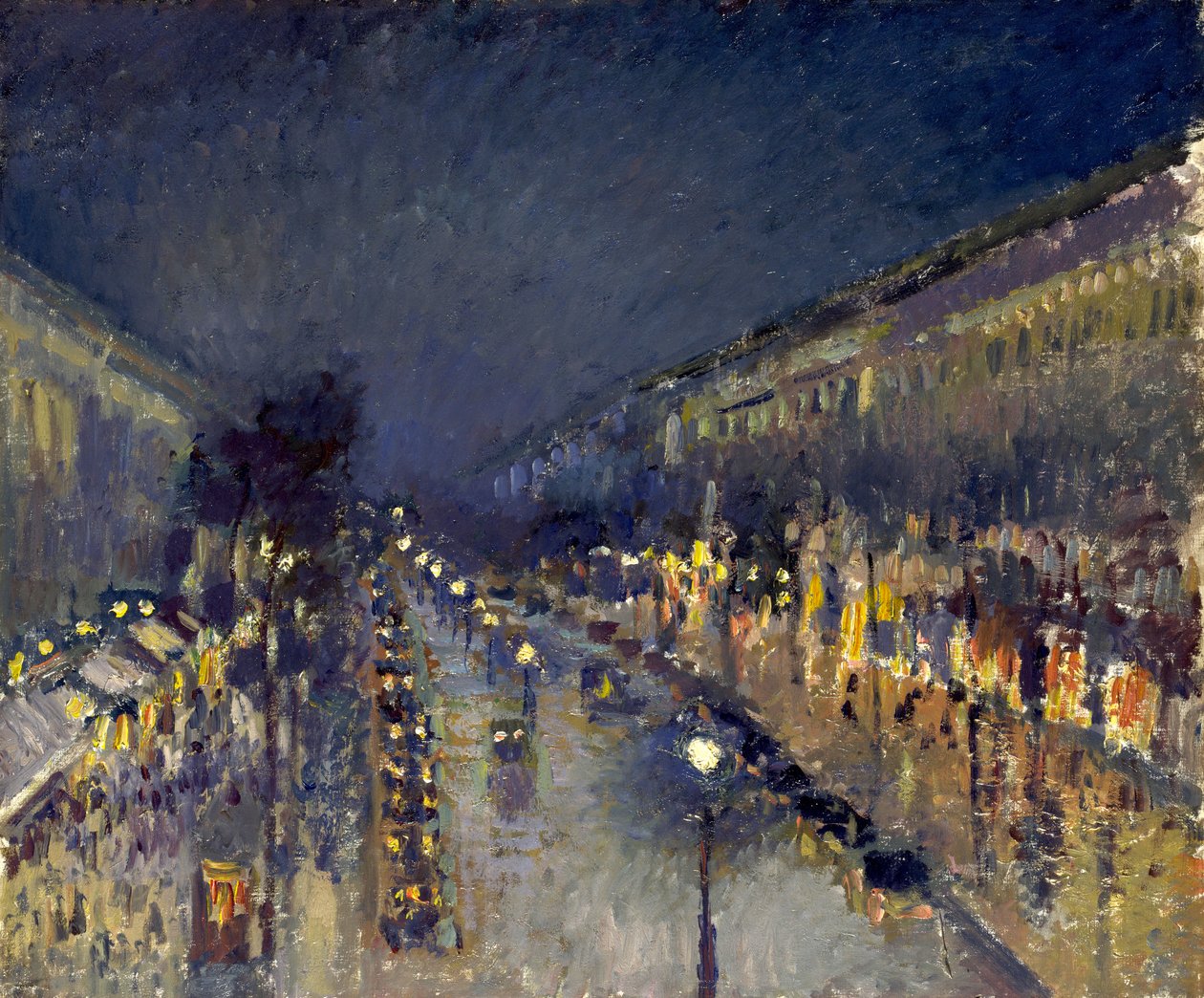 Boulevard Montmartre v noci od Camille Jacob Pissarro