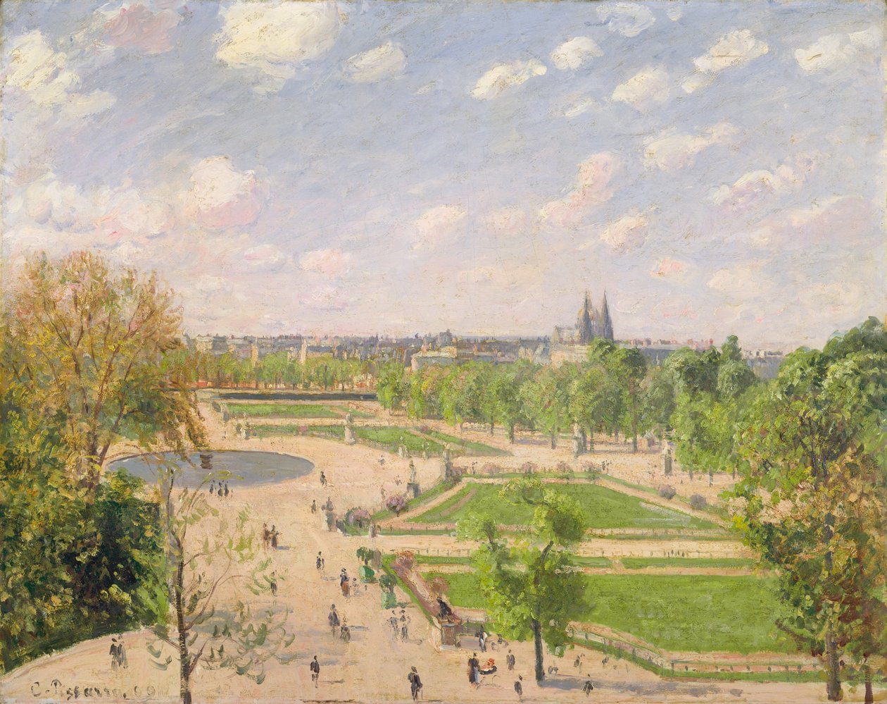 Zahrada tuilerií na jarní ráno od Camille Jacob Pissarro