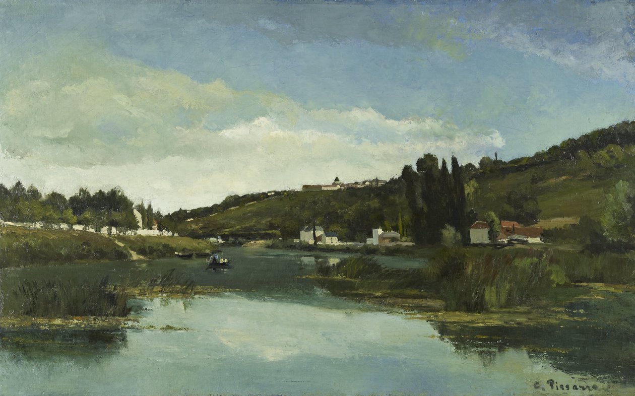 Marne v Chennevières od Camille Jacob Pissarro