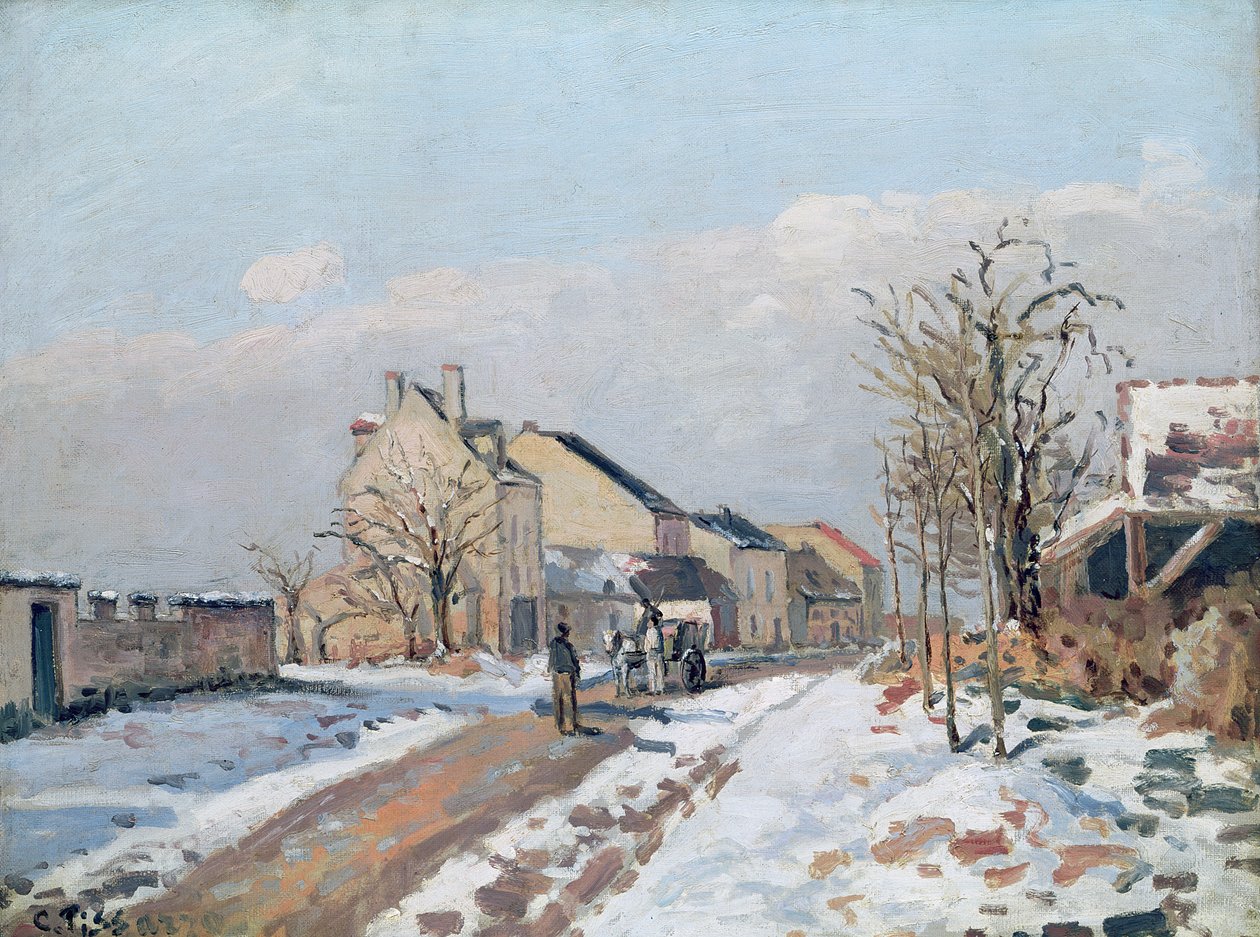 Cesta z Gisors do Pontoise, Snow Effect, 1872 od Camille Jacob Pissarro